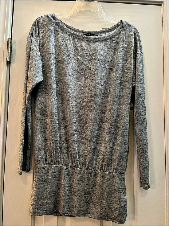 White House Black Market Tops - White House Black Market Metallic Silver Gray Dolman Blouson Tunic Top Size XS